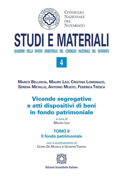 Vicende segregative e atti dispositivi di beni in fondo patrimoniale - copertina