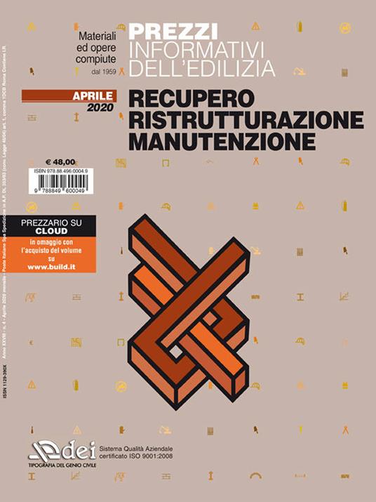 Prezzi informativi dell'edilizia. Recupero, ristrutturazione, manutenzione. Aprile 2020 - copertina