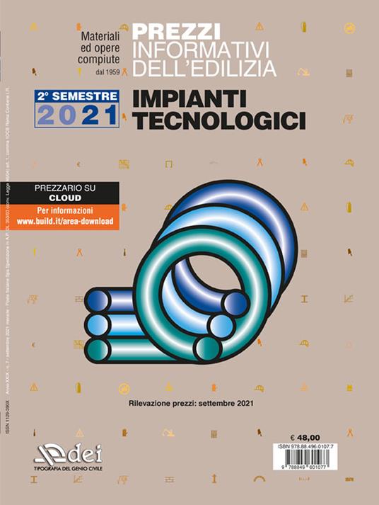 Prezzi informativi dell'edilizia. Impianti tecnologici. 2° semestre 2021 - copertina