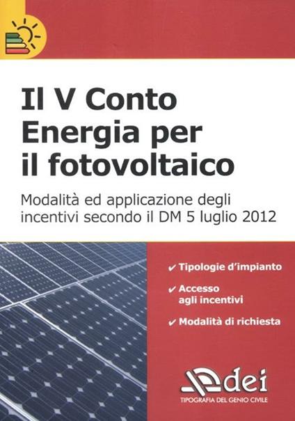 Il V conto energia per il fotovoltaico - copertina