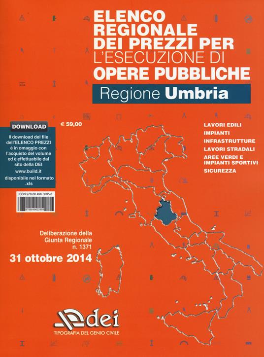 Elenco regionale dei prezzi per l'esecuzione di opere pubbliche ottobre 2014. Regione Umbria. Con aggiornamento online - copertina