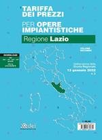 Tariffa dei prezzi per opere impiantistiche 2022. Regione Lazio