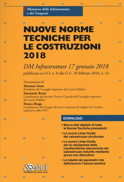 Nuove norme tecniche per le costruzioni. DM Infrastrutture 17 gennaio 2018 pubblicato su S.O. n. 8 alla G.U. 20 febbraio 2018, n. 42. Con aggiornamento online - copertina