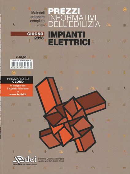 Prezzi informativi dell'edilizia. Impianti elettrici. Giugno 2016 - copertina