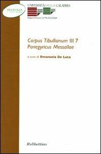 Corpus tibullianum III 7. Panegyricus Messallae - copertina