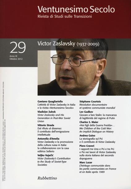 Ventunesimo secolo. Rivista di studi sulle transizioni. Ediz. multilingue. Vol. 29: Victor Zaslavsky (1937-2009) - copertina