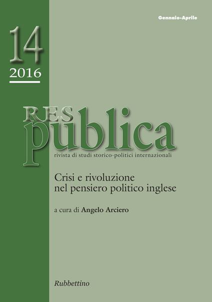 Res pubblica. Rivista di studi storico-politici internazionali (2016). Vol. 1 - copertina