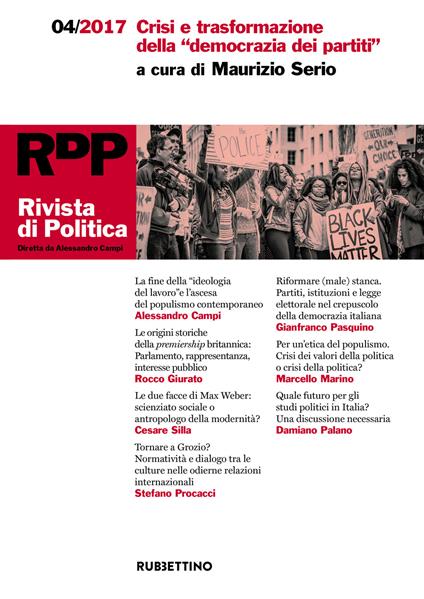 Rivista di politica (2017). Vol. 4: Crisi e trasformazione della «democrazia dei partiti». - copertina