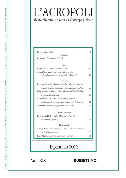 L'acropoli (2018). Vol. 1: Gennaio - copertina