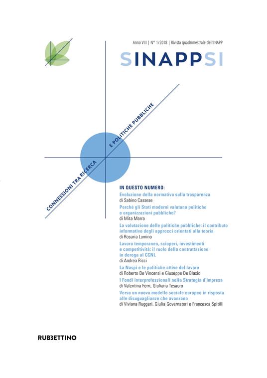 Sinappsi (2018). Vol. 1: Connessioni tra ricerca e politiche pubbliche. - copertina