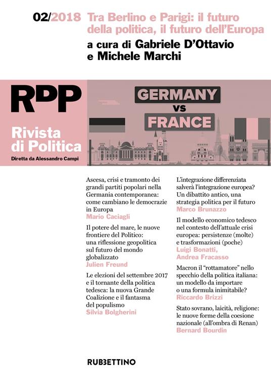 Rivista di politica (2018). Vol. 2: Tra Berlino e Parigi: il futuro della politica, il futuro dell'Europa. - copertina