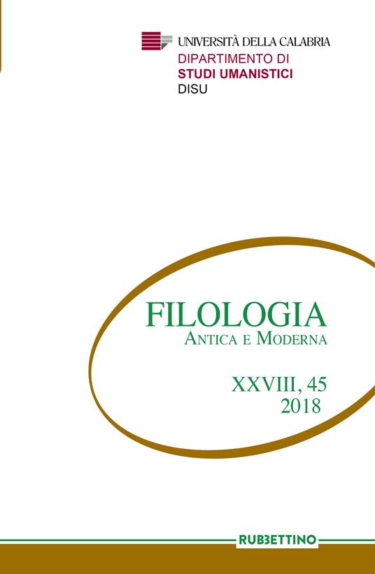 Filologia antica e moderna (2018). Vol. 45 - copertina