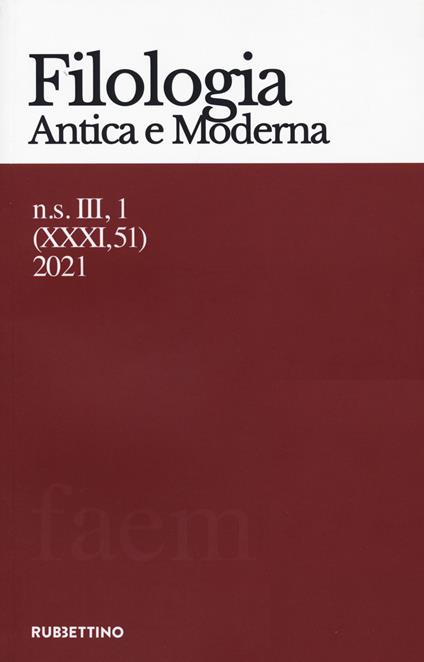 Filologia antica e moderna (2021). Vol. 51 - copertina