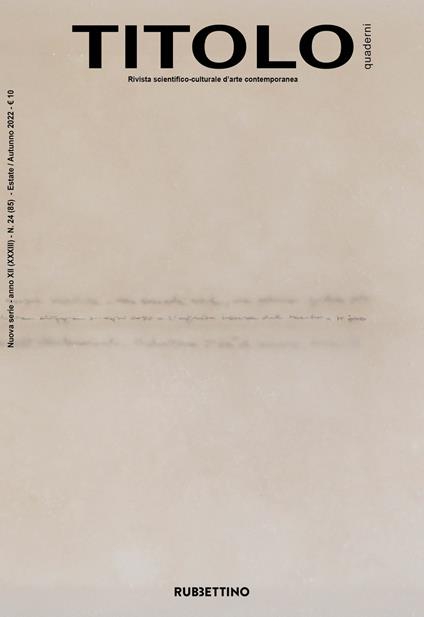 Titolo. Rivista scientifica e culturale d'arte contemporanea. Vol. 24 - copertina