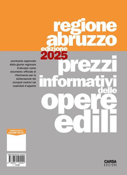 Prezzi informativi delle opere edili. Regione Abruzzo 2025 - copertina