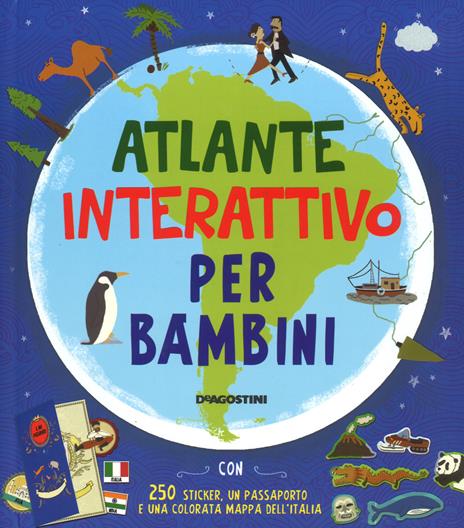 Atlante interattivo per bambini. Con adesivi - Jenny Slater - copertina