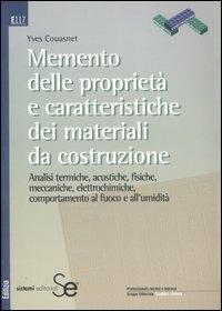 Memento delle proprietà e caratteristiche dei materiali da costruzione - Yves Couasnet - copertina