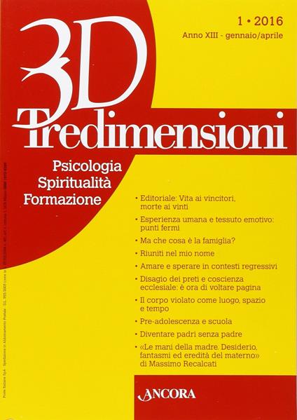 Tredimensioni. Psicologia, spiritualità, formazione (2016). Vol. 1 - copertina