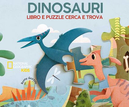 Dinosauri. Libro e puzzle cerca e trova. Ediz. a colori. Con puzzle. Con Poster - Ronny Gazzola - copertina