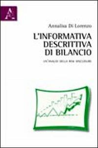 L'informativa descrittiva di bilancio. Un'analisi della Risk Disclosure - Annalisa Di Lorenzo - copertina