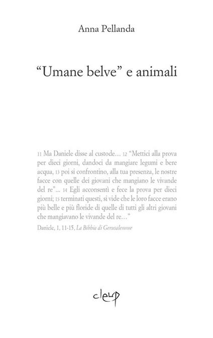 "Umane belve" e animali - Anna Pellanda - copertina