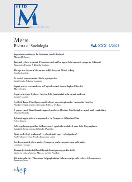 Metis. Rivista di sociologia (2023). Vol. 2 - copertina