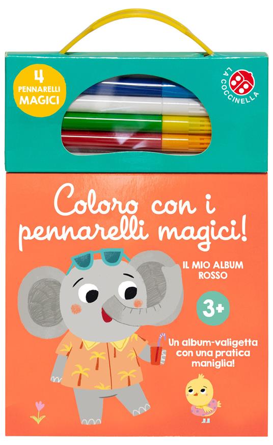 Coloro con i pennarelli magici 3+. Album rosso. Ediz. illustrata. Con pennarelli - copertina