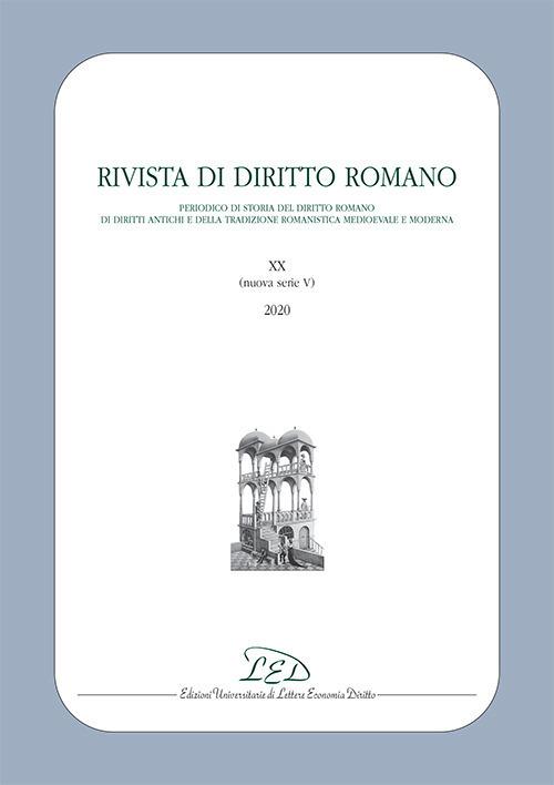 Rivista di diritto romano. Nuova serie (2020). Vol. 20 - copertina