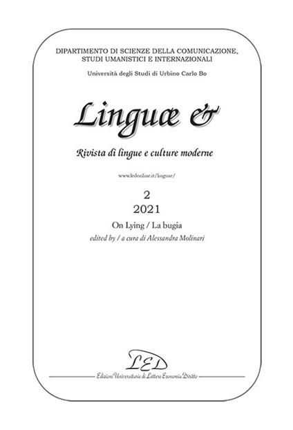 Linguae &. Rivista di lingue e culture moderne (2021). Vol. 2: On lying-La bugia. - copertina