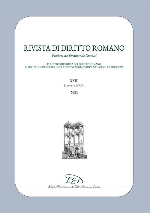 Rivista di diritto romano. Nuova serie (2023). Vol. 23 - copertina