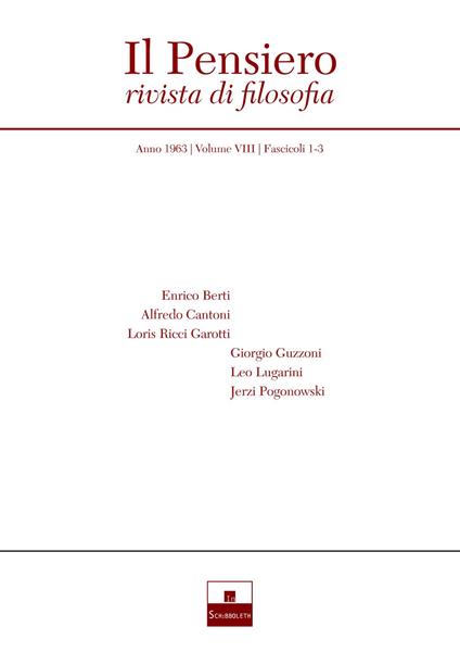 Il pensiero. Rivista di filosofia (1963). Vol. 8/1-3 - copertina