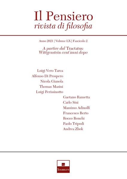 Il pensiero. Rivista di filosofia (2021). Vol. 60/2: A partire dal Tractatus: Wittgenstein cent'anni dopo - copertina
