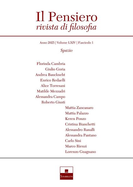 Il pensiero. Rivista di filosofia (2025). Vol. 64: Spazio - copertina