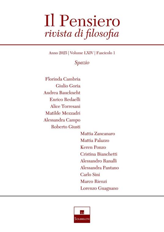 Il pensiero. Rivista di filosofia (2025). Vol. 64: Spazio - copertina