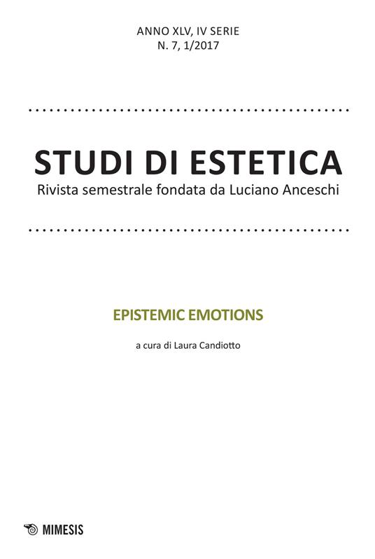 Studi di estetica (2017). Vol. 1: Epistemic emotions. - copertina