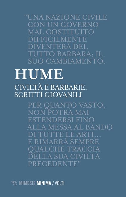 Civiltà e barbarie. Scritti giovanili - David Hume - copertina