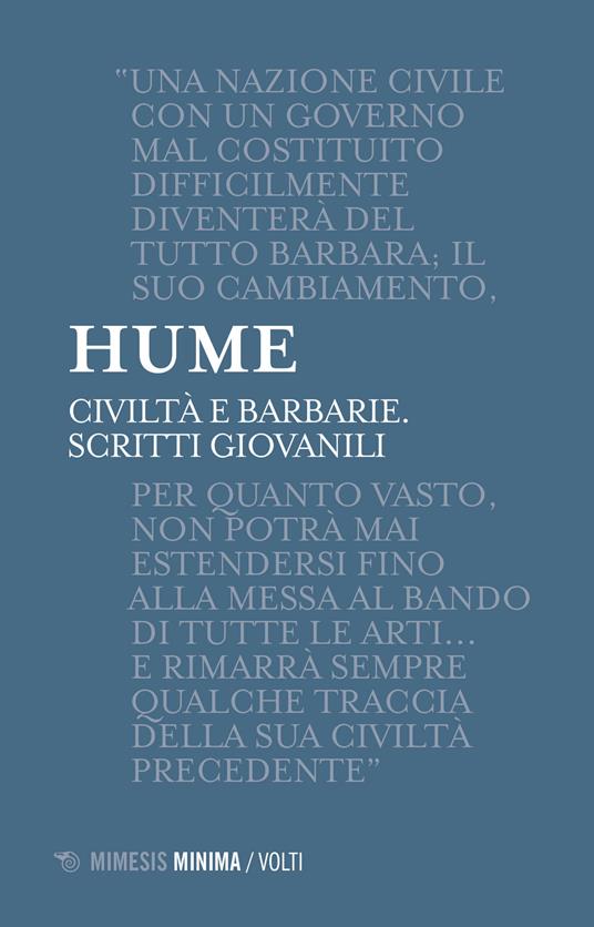 Civiltà e barbarie. Scritti giovanili - David Hume - copertina
