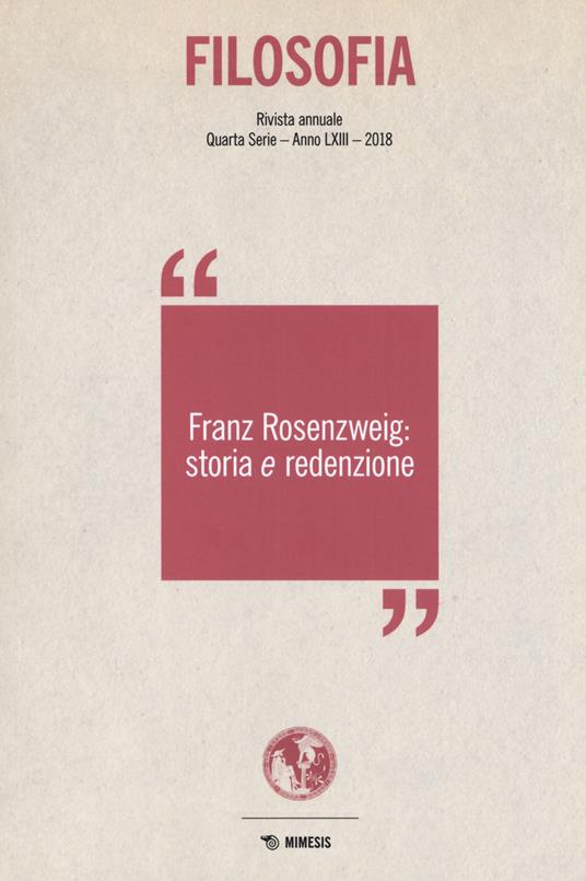 Filosofia. Franz Rosenzweig: storia e redenzione (2018) - copertina