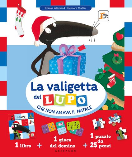 La valigetta del lupo che non amava il Natale. Amico lupo. Con gioco del domino. Con puzzle - Orianne Lallemand - copertina