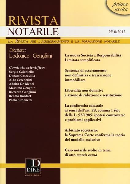 Rivista notarile - Lodovico Genghini - copertina