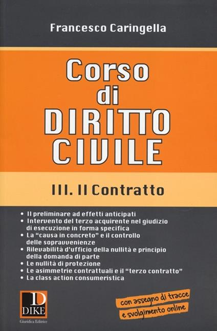 Corso di diritto civile. Vol. 3: Il contratto - Francesco Caringella - copertina