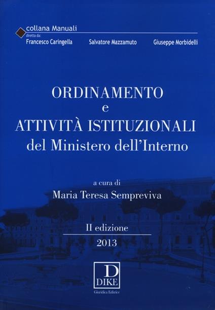 Ordinamento e attività istituzionali del Ministero dell'interno - copertina