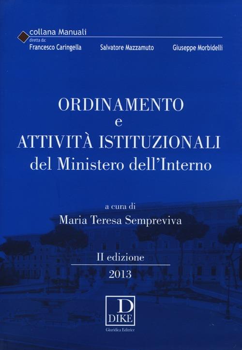 Ordinamento e attività istituzionali del Ministero dell'interno - copertina
