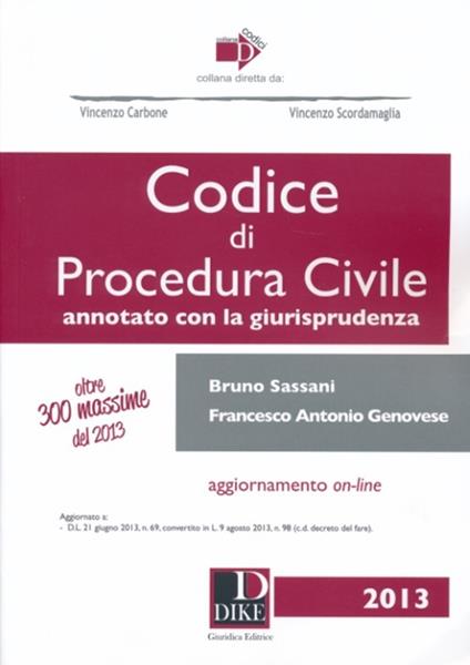 Codice di procedura civile. Annotato con la giurisprudenza. Con aggiornamento online - Bruno Sassani,Francesco Antonio Genovese - copertina