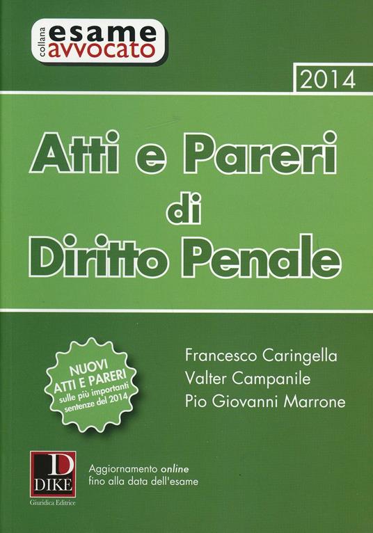 Atti e pareri di diritto penale - Francesco Caringella,Valter Campanile,Pio Giovanni Marrone - copertina