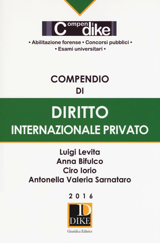Compendio di diritto internazionale privato - copertina
