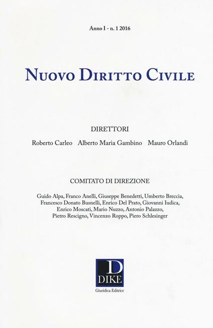Nuovo diritto civile (2016). Vol. 1 - copertina