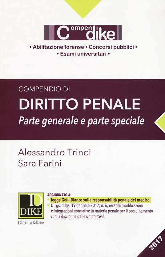 Compendio di diritto penale. Parte generale e parte speciale - Alessandro Trinci,Sara Farini - copertina