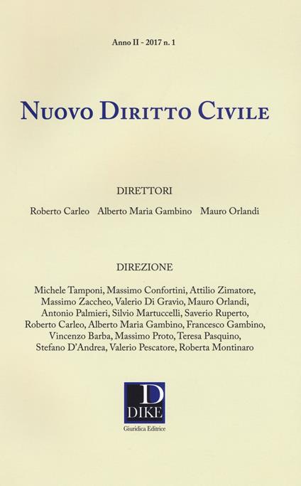 Nuovo diritto civile (2017). Vol. 1 - copertina