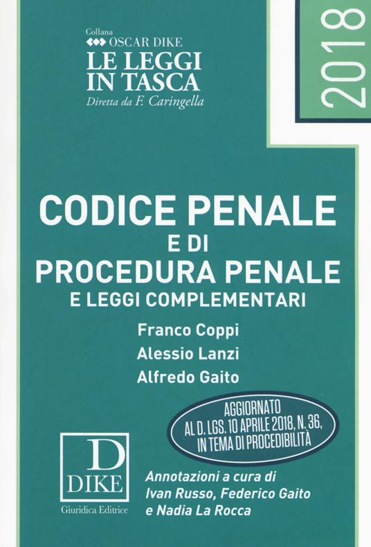 Codice penale e codice di procedura penale e leggi complementari. Ediz. pocket - Franco Coppi,Alessio Lanzi,Alfredo Gaito - copertina